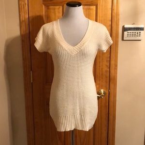guess knit sweater dress in cream color